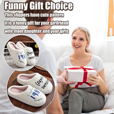 House Slippers for Women, Meet Me At Midnight Slippers Fluffy and Cozy Bedroom Slip On Shoes, Unisex ​for Indoor Outdoor Comfort -Ideal Holiday Birthday Gifts in Saudi Arabia