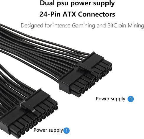 CERRXIAN 24 سم ATX 20 دبوس كابل مقسم إمداد الطاقة، 18AWG ATX 20Pin أنثى إلى 2 ذكر PSU كابل تمديد إمداد الطاقة in Saudi Arabia
