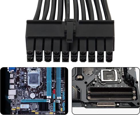 CERRXIAN 24 سم ATX 20 دبوس كابل مقسم إمداد الطاقة، 18AWG ATX 20Pin أنثى إلى 2 ذكر PSU كابل تمديد إمداد الطاقة in Saudi Arabia