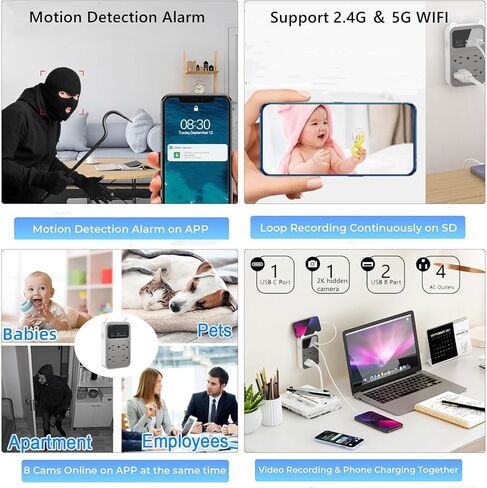 كاميرا واي فاي مخفية، شاحن جداري، كاميرا تجسس، مخرج USB لاسلكي مع عرض عن بعد in Kuwait