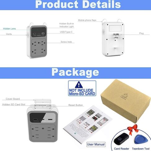 كاميرا واي فاي مخفية، شاحن جداري، كاميرا تجسس، مخرج USB لاسلكي مع عرض عن بعد in Kuwait