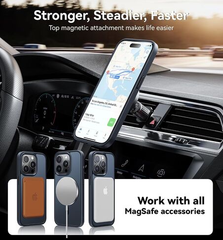 Magnetic for iPhone 16 Pro Max Case Compatible with MagSafe, [16FT Drop Protection] Shockproof 16 ProMax Phone Case for MagSafe Wallet Sleeve, Magnetic Car Holder, Magnetic Charger, Black in Saudi Arabia