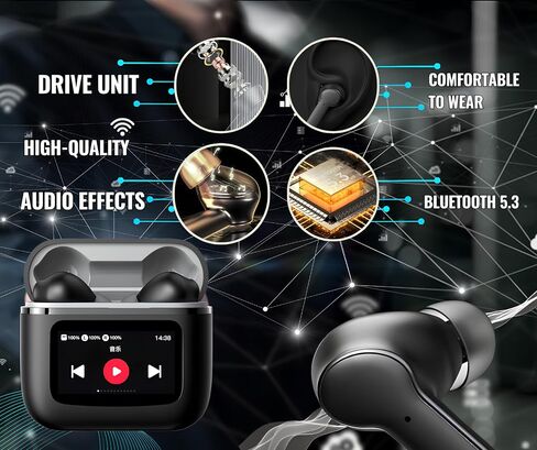 Wireless Earbud Headphones with Microphone, Bluetooth 4.0, Noise Cancelling, Waterproof, Black (Black), T68Proe in Saudi Arabia