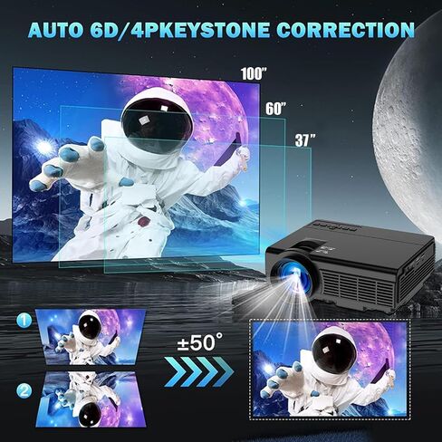 Mini Projector, 2024 Upgraded Portable Projector, Native 1080P Bluetooth Projector, Movie Projector Compatible with iOS/Android Phone/Tablet/Laptop/PC/TV Stick/Box/USB Drive/Game Console（Black） in Saudi Arabia