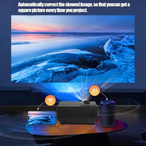 Mini Projector, 2024 Upgraded Portable Projector, Native 1080P Bluetooth Projector, Movie Projector Compatible with iOS/Android Phone/Tablet/Laptop/PC/TV Stick/Box/USB Drive/Game Console（Black） in Saudi Arabia