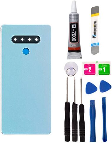 استبدال غطاء البطارية الخلفي الزجاجي الخلفي لهاتف LG Stylo 6 Q730، مع شريط وأدوات (بدون بصمة) (مع عدسة الكاميرا) (رمادي) in Kuwait