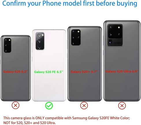 2 Pieces OEM Rear Camera Glass Lens Replacement for Samsung Galaxy S20 FE with Adhesive and Repair Toolkit (Black) in Kuwait