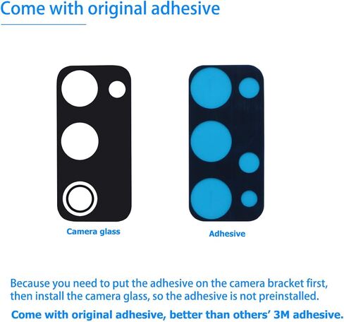 2 Pieces OEM Rear Camera Glass Lens Replacement for Samsung Galaxy S20 FE with Adhesive and Repair Toolkit (Black) in Kuwait