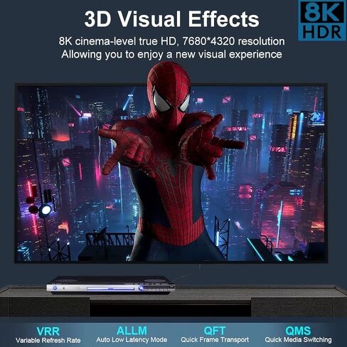 8K HDMI Fiber Optic Cable 30m(98.4ft), HDMI 2.1 Ultra High Speed 48Gbps 8K60Hz 4K120Hz Slim Braided Cable HDR/eARC HDCP 2.2/3D Compatible with PS3/4, Xbox, Projector, TV, DVD Player in Saudi Arabia