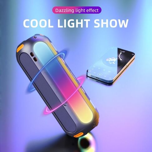 Magnetic Bluetooth Speaker with Storage Case, RGB Colorful Light Golf Cart Speaker 5000mAh, 20W Hi-Fi Sound Portable Golf Speaker for Golf Cart Accessories, Golf Gifts for Men (Orange) in Saudi Arabia