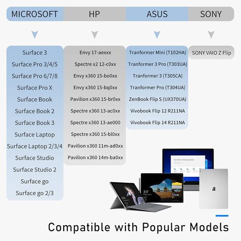 قلم لجهاز Surface - قلم لمس لجهاز Microsoft Surface Pro 9/8/X/7/6/5/4/3/Surface 3/go/go 2/go 3/Book/Laptop/Studio - قلم رفض النخيل لنظام التشغيل Windows، HP آسوس - فضي in Kuwait