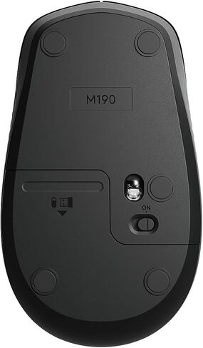ماوس لوجيتك اللاسلكي M190 - تصميم منحني كامل الحجم، بطارية لمدة 18 شهرًا مع وضع توفير الطاقة، التحكم الدقيق في المؤشر والتمرير، عجلة تمرير واسعة، مقابض الإبهام (فحمي) in Saudi Arabia