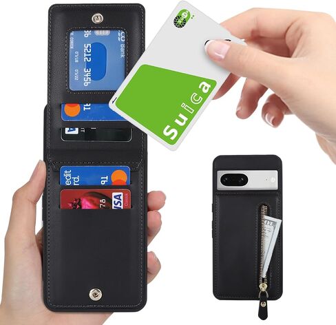 Jaorty for Google Pixel 7 Phone Case with Card Holder,Pixel 7 Case Wallet for Women Men, PU Leather Zipper Wallet Case,6.3",Black in Saudi Arabia