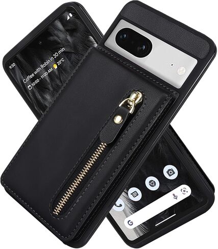 Jaorty for Google Pixel 7 Phone Case with Card Holder,Pixel 7 Case Wallet for Women Men, PU Leather Zipper Wallet Case,6.3",Black in Saudi Arabia
