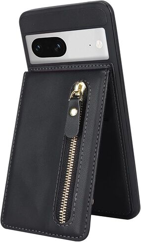 Jaorty for Google Pixel 7 Phone Case with Card Holder,Pixel 7 Case Wallet for Women Men, PU Leather Zipper Wallet Case,6.3",Black in Saudi Arabia