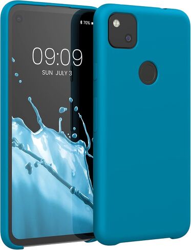 حافظة kwmobile متوافقة مع حافظة Google Pixel 4a - غطاء هاتف من السيليكون TPU مع لمسة نهائية ناعمة - أزرق كاريبي in Kuwait