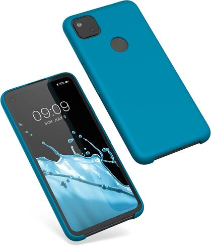 حافظة kwmobile متوافقة مع حافظة Google Pixel 4a - غطاء هاتف من السيليكون TPU مع لمسة نهائية ناعمة - أزرق كاريبي in Kuwait