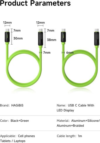 Hagibis USB 4 Cable, LED Display USB C 240W Fast Charging Cable with 8K@60Hz 40Gbps Data Transfer Thunderbolt 4/3 Video Cord for iPhone 17 16 15 Pro Max, iPad, MacBook Pro Air in Saudi Arabia