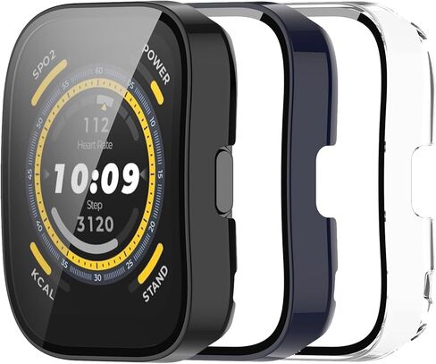 حافظة واقية متوافقة مع واقي الشاشة Amazfit Bip 5، حافظة شاملة من الزجاج المقسى وغطاء كامل لحافظات التغطية الكاملة لملحقات الساعة الذكية Amazfit Bip5 (3 عبوات C) in Saudi Arabia