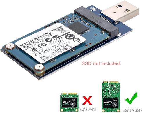 Cablecc Mini PCI-E mSATA to USB 3.0 External SSD PCBA Conveter Adapter Card with Enclosure in Saudi Arabia