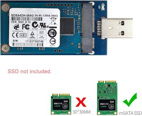 Cablecc Mini PCI-E mSATA to USB 3.0 External SSD PCBA Conveter Adapter Card with Enclosure in Saudi Arabia