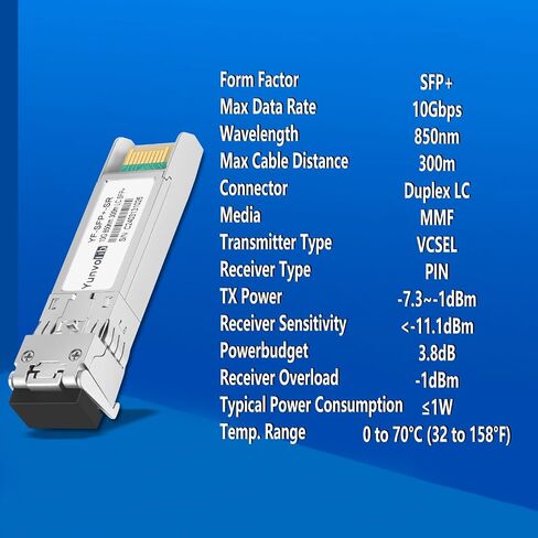 10GBase SR Duplex SFP+ to LC Multimode MMF 850nm Optical Gigabit Ethernet Fiber Transceiver Module up to 300Meters Compatible with Cisco SFP-10G-SR, Ubiquiti UniFi, Mikrotik, and More in Saudi Arabia