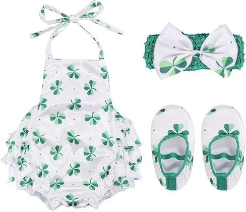 BESTOYARD Rompers Summer Outfits Newborn Toddler Kids Print Jumpsuit Headband Set(66,0-6 Month) 3pcs Green in Saudi Arabia
