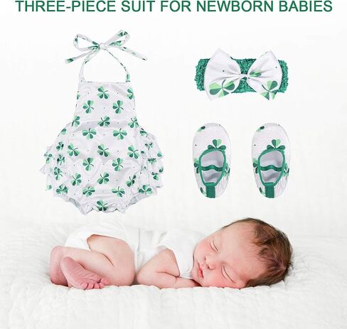 BESTOYARD Rompers Summer Outfits Newborn Toddler Kids Print Jumpsuit Headband Set(66,0-6 Month) 3pcs Green in Saudi Arabia
