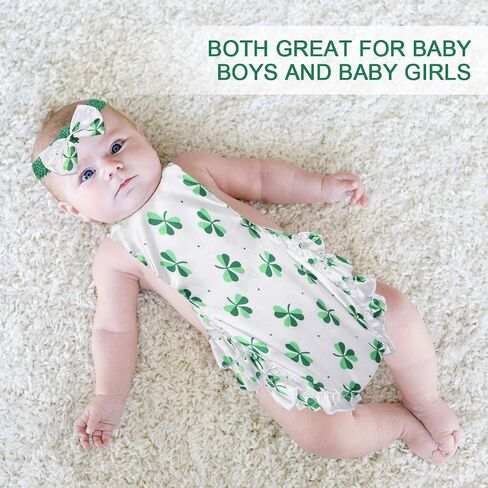 BESTOYARD Rompers Summer Outfits Newborn Toddler Kids Print Jumpsuit Headband Set(66,0-6 Month) 3pcs Green in Saudi Arabia