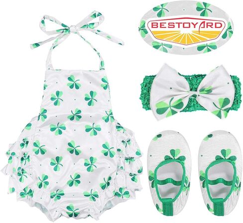 BESTOYARD Rompers Summer Outfits Newborn Toddler Kids Print Jumpsuit Headband Set(66,0-6 Month) 3pcs Green in Saudi Arabia