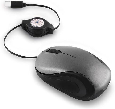 HXMJ USB C Wired Mini Mouse,Small Travel Mice with Retractable Cable-Gray in Saudi Arabia