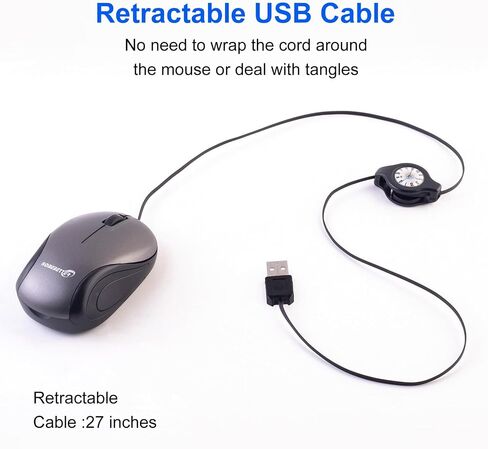 HXMJ USB C Wired Mini Mouse,Small Travel Mice with Retractable Cable-Gray in Saudi Arabia