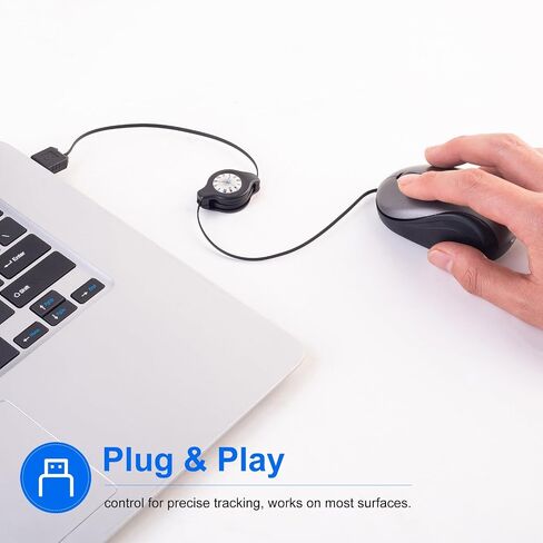 HXMJ USB C Wired Mini Mouse,Small Travel Mice with Retractable Cable-Gray in Saudi Arabia