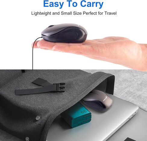 HXMJ USB C Wired Mini Mouse,Small Travel Mice with Retractable Cable-Gray in Saudi Arabia