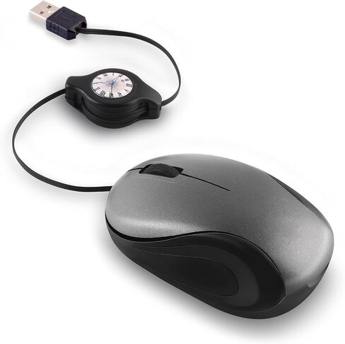 HXMJ USB C Wired Mini Mouse,Small Travel Mice with Retractable Cable-Gray in Saudi Arabia