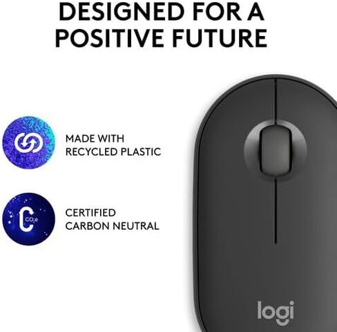 Logitech Pebble Mouse 2 M350s Slim Bluetooth Wireless Mouse، محمول، خفيف الوزن لنظام التشغيل Windows، macOS، iPadOS، Android، Chrome OS - Tonal Graphite (متجدد) in Saudi Arabia