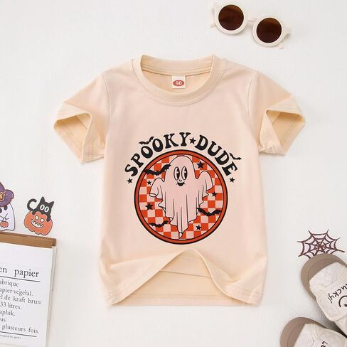 Halloween T Shirt Toddler Baby Boys Girls Funny Ghost Graphic Spooky Dude Letter Print Short Sleeve Tee Tops in Kuwait