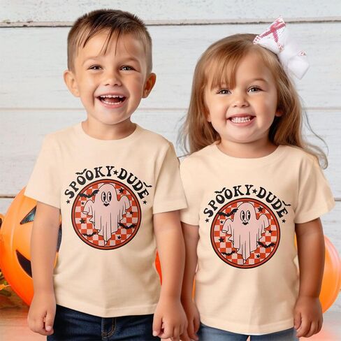 Halloween T Shirt Toddler Baby Boys Girls Funny Ghost Graphic Spooky Dude Letter Print Short Sleeve Tee Tops in Kuwait