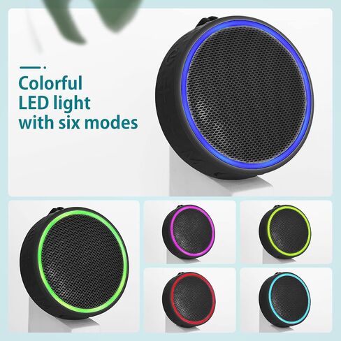 مكبر صوت محمول بلوتوث مكبرات صوت لاسلكية بلوتوث مع أضواء ملونة RGB مكبر صوت خارجي صوت ستيريو مع حبل يدعم بطاقة TF، كوب شفط للمنزل والمشي لمسافات طويلة والسفر in Saudi Arabia