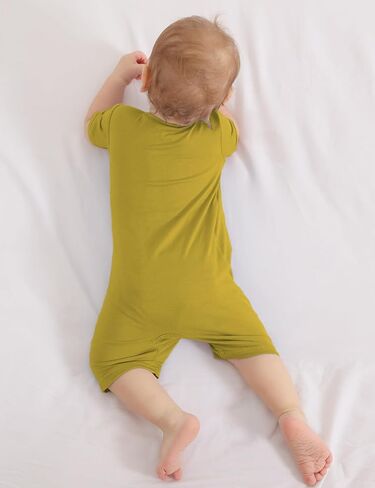 Jimonda Boys Baby Girls Short Sleeve Romper Unisex Baby Footless Pajamas With Viscose 2-Way Zipper Front 3Pcs0-24Months in Saudi Arabia