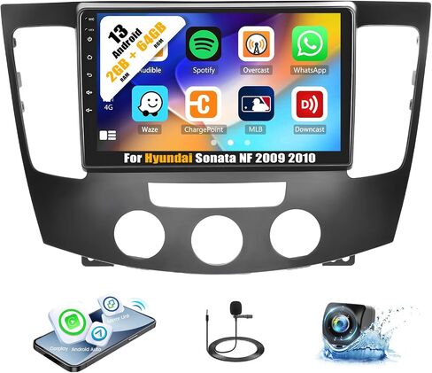 [2+64G] ستيريو سيارة Android 13 لسيارة Hyundai Sonata NF 2009 2010 مع Carplay اللاسلكي وAndroid Auto، راديو سيارة بشاشة تعمل باللمس 9 بوصة مع وصلة مرآة GPS WiFi Bluetooth FM/RDS SWC HiFi Dual USB+كاميرا احتياطية in Saudi Arabia