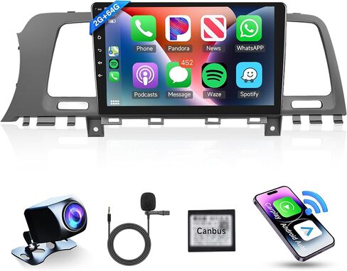 ستيريو سيارة أندرويد 2G + 64G لسيارة Nissan Murano 2011 2012 2013 2014، راديو السيارة اللاسلكي Carplay Android Auto، وحدة رأس شاشة تعمل باللمس مقاس 9 بوصة مع GPS WiFi Bluetooth Mirror Link FM RDS كاميرا احتياطية وميكروفون in Saudi Arabia