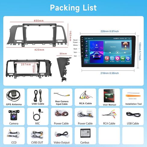 ستيريو سيارة أندرويد 2G + 64G لسيارة Nissan Murano 2011 2012 2013 2014، راديو السيارة اللاسلكي Carplay Android Auto، وحدة رأس شاشة تعمل باللمس مقاس 9 بوصة مع GPS WiFi Bluetooth Mirror Link FM RDS كاميرا احتياطية وميكروفون in Saudi Arabia