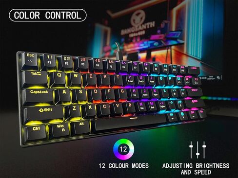 Mechanical Keyboard, 60% Mechanical Gaming Keyboard with Blue Switches and Dynamic 19-Mode Backlight - Plug and Play, 61-Key, Anti-Ghosting, for PC, Windows, Mac, Gamer, Office, Typists in Saudi Arabia