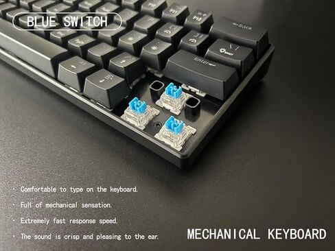 Mechanical Keyboard, 60% Mechanical Gaming Keyboard with Blue Switches and Dynamic 19-Mode Backlight - Plug and Play, 61-Key, Anti-Ghosting, for PC, Windows, Mac, Gamer, Office, Typists in Saudi Arabia