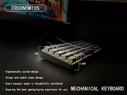 Mechanical Keyboard, 60% Mechanical Gaming Keyboard with Blue Switches and Dynamic 19-Mode Backlight - Plug and Play, 61-Key, Anti-Ghosting, for PC, Windows, Mac, Gamer, Office, Typists in Saudi Arabia