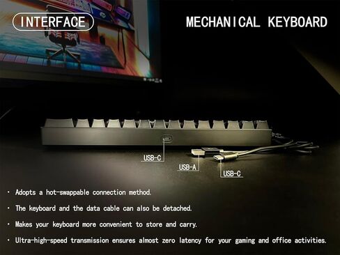 Mechanical Keyboard, 60% Mechanical Gaming Keyboard with Blue Switches and Dynamic 19-Mode Backlight - Plug and Play, 61-Key, Anti-Ghosting, for PC, Windows, Mac, Gamer, Office, Typists in Saudi Arabia