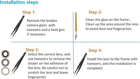 Rear Camera Glass Replacement for iPhone 15 Pro with Tape Pre-Installed +Repair Tools in Kuwait