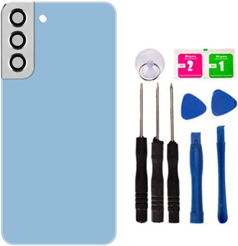Replacement Repair Battery Back Glass Cover Back Housing Door Rear Panel for Samsung Galaxy S22 Plus S22+, with Frame Tape and Tools (with Camera Lens) (Blue) in Saudi Arabia