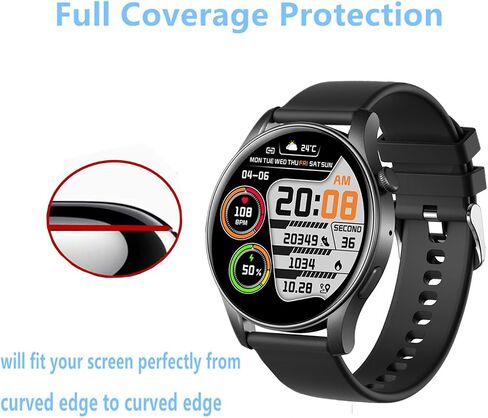 متوافق مع واقي شاشة الساعة الذكية VKAROOD KC88 (3 عبوات) متوافق مع Efolen Smart Watch 1.43 بوصة تغطية كاملة ثلاثية الأبعاد PMMA in Saudi Arabia